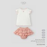 Bộ cộc tay áo trắng phối quần giả váy màu hồng Nous NP2S25-SC2-F01-PM-0M