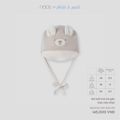 Mũ lưỡi trai tai gấu màu nâu nhạt Nous