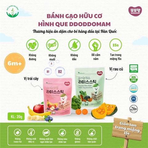 Bánh gạo hữu cơ Ddoddomam