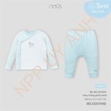 Bộ dài cài lệch màu trắng phối xanh Nous NB1S25-SC3-M07-PB-NB