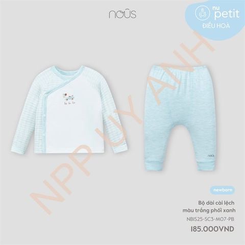 Bộ dài cài lệch màu trắng phối xanh Nous NB1S25-SC3-M07-PB-NB