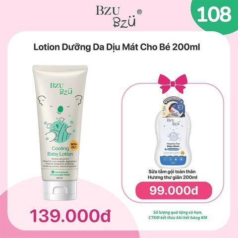 Combo Sữa dưỡng thể 200ml+ sữa tắm hương thư giãn 200ml Bzu Bzu