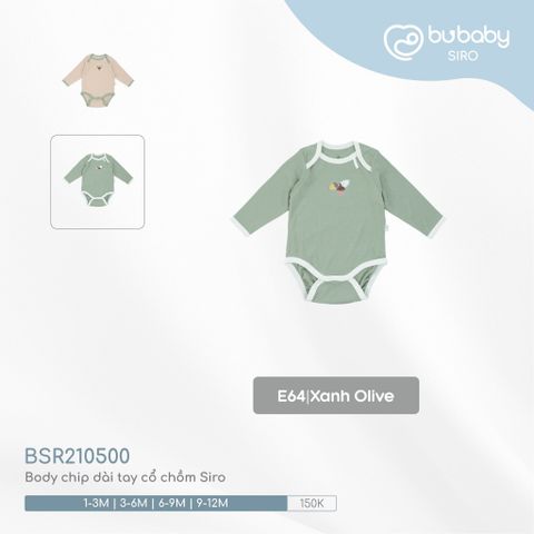 Body chip dài tay cổ chồm Siro 210500 Bubaby Xanh Olive E64 3-6m BSR210500.06ME64