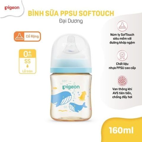 Bình sữa PPSU softouch baby-friendly world Pigeon