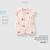 Bộ liền cộc chui đầu màu hồng họa tiết ông già noel Nous