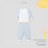 Bộ dài cài thẳng kẻ xanh da trời phối trắng Nous