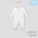 Bộ liền dài tất trắng in con voi phối hồng nhạt Nous