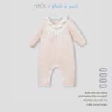 Body dài màu hồng phối trắng thêu trang trí Nous