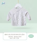 Áo dài tay Goodmama cài lệch - Trắng họa tiết - 0-3m