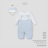 Set bộ quần yếm màu xanh áo dài tay trắng kèm mũ Nous NP3S25-SM1-M02-CW-9M