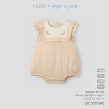 Bodysuit cộc tay kẻ caro nâu thêu trang trí Nous NE2S25-TB2-F03-CN-0M