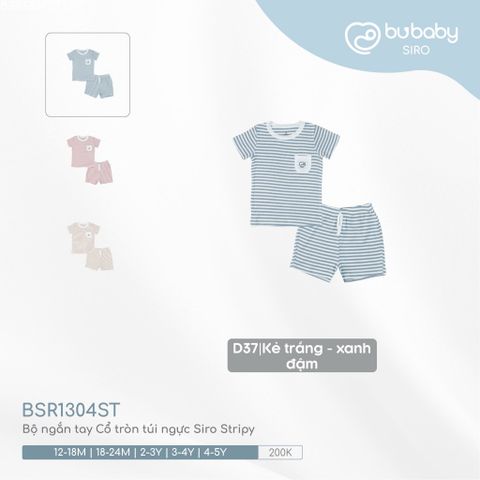 Bộ ngắn tay Cổ tròn túi ngực Siro Stripy Bubaby