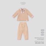 Bộ dài tay màu nâu nơ cổ trang trí Nous