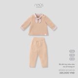 Bộ dài tay màu nâu nơ cổ trang trí Nous