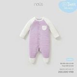 Bộ liền dài có tất hoạ tiết kẻ tím Nous