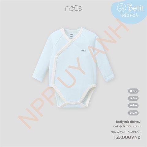 Bodysuit dài tay cài lệch màu xanh Nous NB2W25-TB3-M01-SB-0M