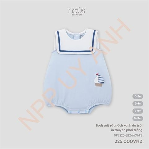 Bodysuit sát nách xanh da trời in thuyền phối trắng Nous NP2S25-SB2-M01-PB-0M