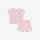 Bộ ngắn tay cài giữa 130203 Bubaby Hồng nhạt A11 1-3m