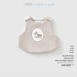 Áo gi lê nhung màu be xám thêu con ngựa trang trí Nous