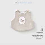 Áo gi lê nhung màu be xám thêu con ngựa trang trí Nous