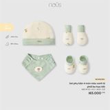 Set phụ kiện 4 món màu xanh lá phối be họa tiết Nous