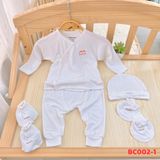 Bộ dài tay BonChi nút lệch dài - Xanh dương - 3-6m