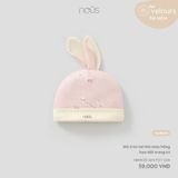 Mũ tròn tai thỏ màu hồng họa tiết trang trí Nous