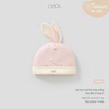 Mũ tròn tai thỏ màu hồng họa tiết trang trí Nous