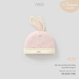 Mũ tròn tai thỏ màu hồng họa tiết trang trí Nous