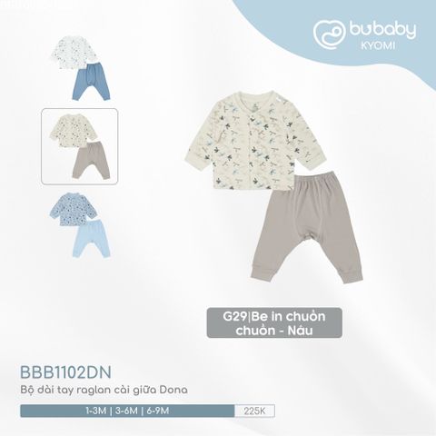 Bộ dài tay raglan cài giữa Dona Bubaby BBB1102DN.M13G29