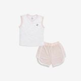 Bộ sát nách cổ V Siro 140600 Bubaby Trắng - Kẻ hồng 70A 2-3y BSR140600.03Y70A