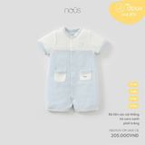 Bộ liền cộc cài thẳng kẻ caro xanh phối trắng Nous