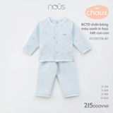 Bộ cài thẳng dài chần bông màu xanh in họa tiết cún con Nous