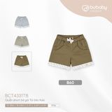 Quần short bé gái Túi bèo Kaki 4331TB Bubaby Nâu vàng B60 3-4y