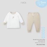 Bộ dài tay áo màu trắng phối quần rêu Nous NB3S25-SC3-M02-PW-6M