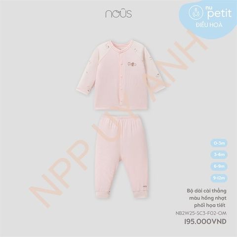 Bộ dài cài thẳng màu hồng nhạt phối họa tiết Nous NB2W25-SC3-F02-OM-0M