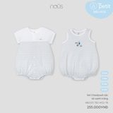 Set 2 bodysuit cộc kẻ xanh trắng Nous NB2S25-TB2-M02-TB-0M
