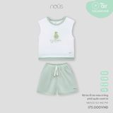 Bộ ba lỗ áo màu trắng phối quần xanh lá Nous NB3S25-SC1-M12-PW-9M