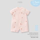 Bộ liền cộc hồng nhạt họa tiết gấu phơi quần áo Nous