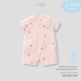 Bộ liền cộc hồng nhạt họa tiết gấu phơi quần áo Nous