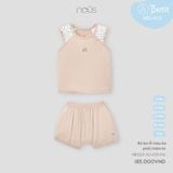 Bộ ba lỗ màu be phối chấm bi Nous NB3S25-SC1-F05-PM-6M