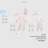 Combo đi sinh 16 món hồng nhạt họa tiết phối trắng Nous