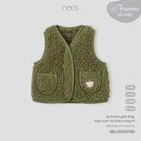 Áo khoác gile lông màu xanh rêu thêu trang trí Nous