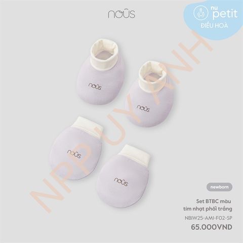 Set Bao tay, bao chân màu tím nhạt phối trắng Nous NB1W25-AM1-F02-SP-NB