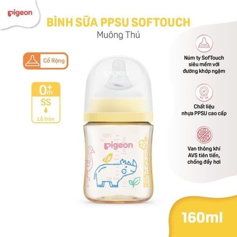 Bình sữa PPSU softouch baby-friendly world Pigeon
