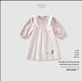 Váy dài caro hồng trắng phối bèo thêu trang trí Nous