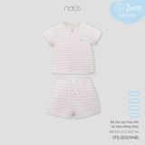 Bộ cộc tay hoạ tiết kẻ màu hồng nhạt Nous NB2S25-SC2-U02-TM-0M