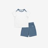 Bộ ngắn tay cổ chồm Bambus Glory 1305GL Bubaby Trắng in vương miện xanh C55 2-3y BBB1305GL.03YC55