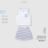 Bộ ba lỗ áo trắng phối quần kẻ xám Nous