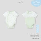 Set 2 bodysuit cộc áo trắng họa tiết phối xanh lá Nous NB2S25-TB2-M04-OW-0M